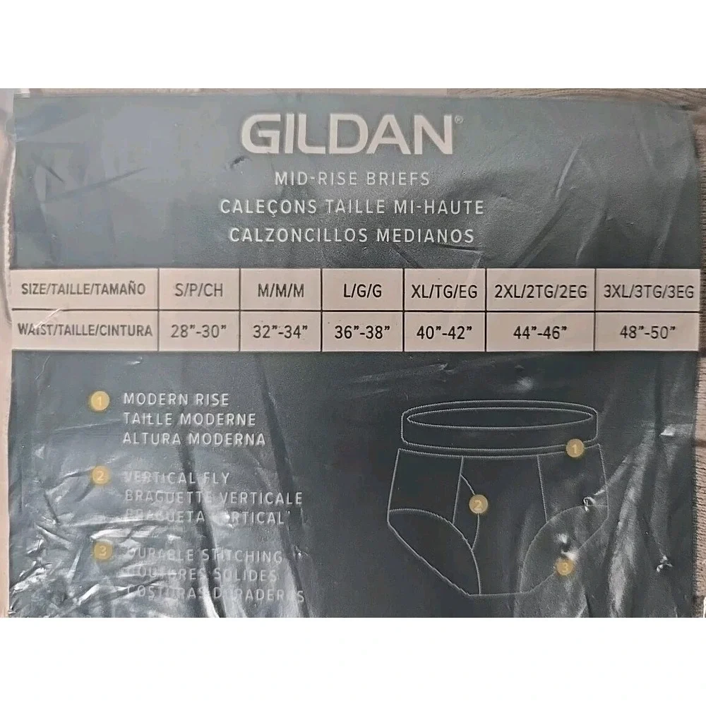 Gildan Briefs XL 40-42 Mens 3 Pack Cotton Mid Rise Underwear Lot of 2 NEW
